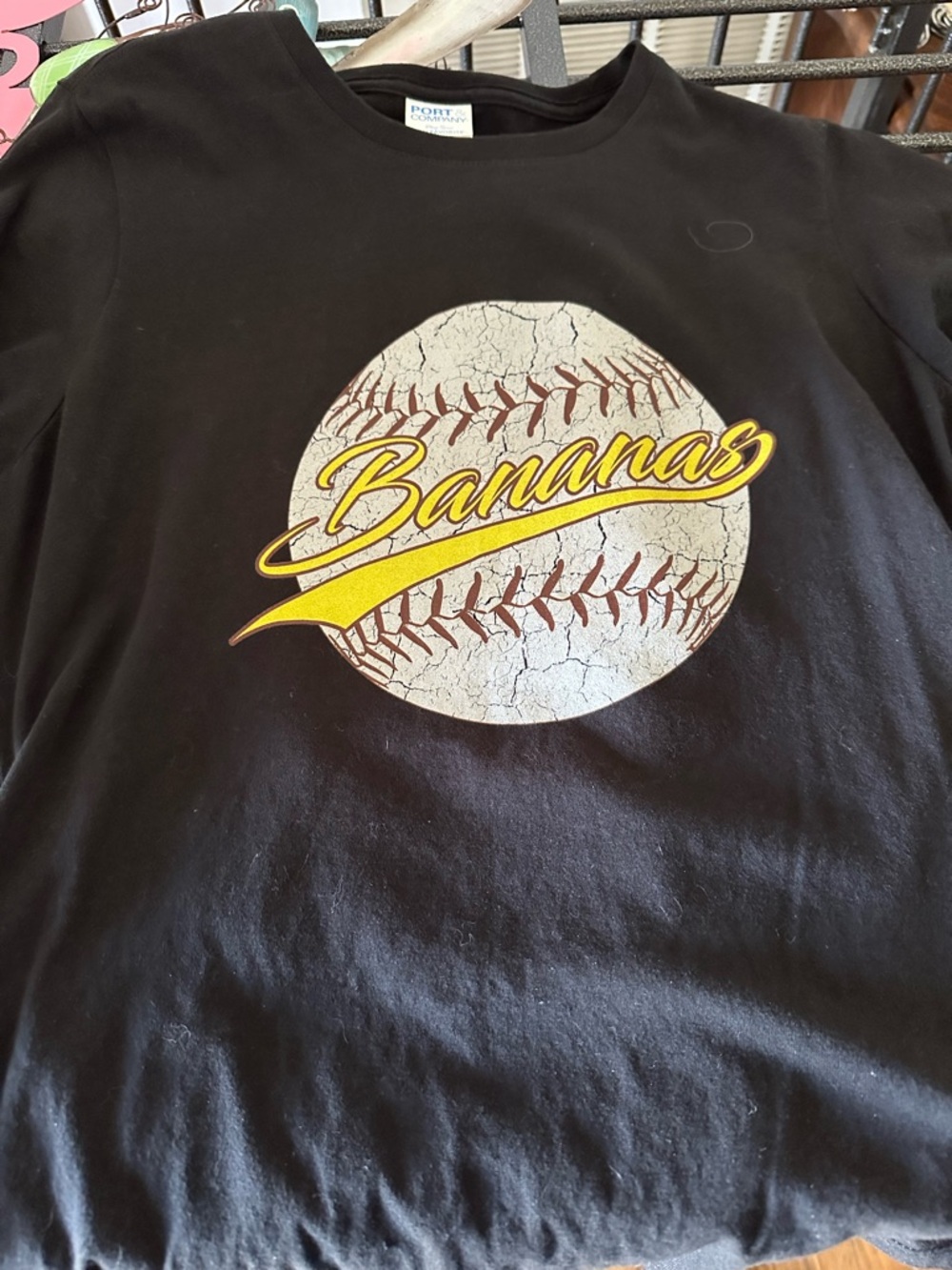 Bananas Graphic Baseball Tee in Black